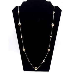 Vintage Gold Tone Station Necklace Long Layering Beaded Chain 39in